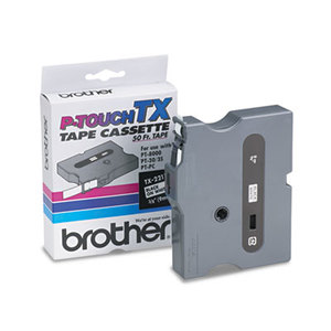 Brother Industries, Ltd TX-2211 TX Tape Cartridge for PT-8000, PT-PC, PT-30/35, 3/8w, Black on White by BROTHER INTL. CORP.