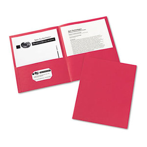 Avery 47989 Two-Pocket Portfolio, Embossed Paper, 30-Sheet Capacity, Red, 25/Box by AVERY-DENNISON