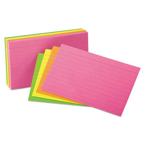 ESSELTE CORPORATION 40279 Ruled Index Cards, 3 x 5, Glow Green/Yellow, Orange/Pink, 100/Pack by ESSELTE PENDAFLEX CORP.