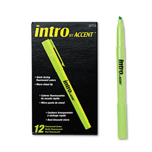 Sanford, L.P. 22726 Intro Highlighters, Chisel Tip, Fluorescent Green, 12/Pk by SANFORD