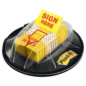 Page Flags in Dispenser, "Sign Here", Yellow, 200 Flags/Dispenser by 3M/COMMERCIAL TAPE DIV.