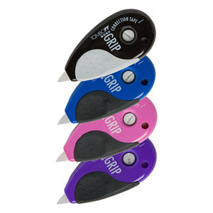 MONO Grip Top-Action Correction Tape, Black/Blue/Pink/Purple, 1/5" x 394", 4/Pk by AMERICAN TOMBOW INC.