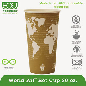 Eco-Products, Inc EP-BHC20-WAPK World Art Renewable Resource Compostable Hot Drink Cups, 20oz, Tan, 50/Pack by ECO-PRODUCTS,INC.