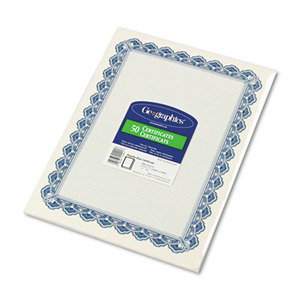Parchment Paper Certificates, 8-1/2 x 11, Blue Royalty Border, 50/Pack by GEOGRAPHICS