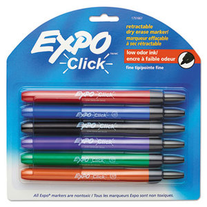 Sanford, L.P. 1751667 Click Dry Erase Markers, Fine Tip, Assorted, 6 per Set by SANFORD